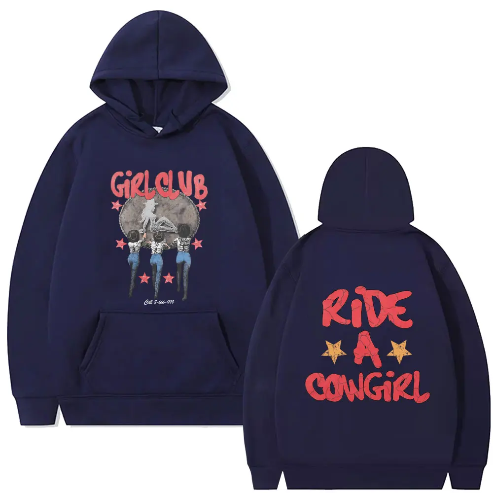 Girl Club Ride A Cowgirl Hoodie Men Women Clothing Cartoon Art Aesthetic Sweatshirt Male Vintage Casual Fleece Cotton Hoodies