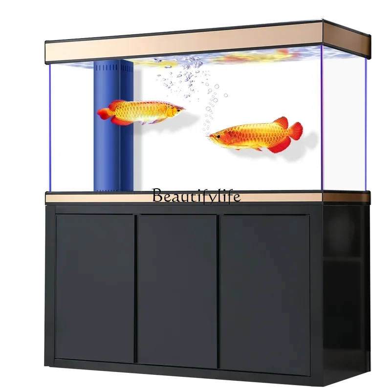 

LD33Large Ultra-White Glass Ecological Fish Tank Living Room Home Change Water Chinese Integrated Aquarium