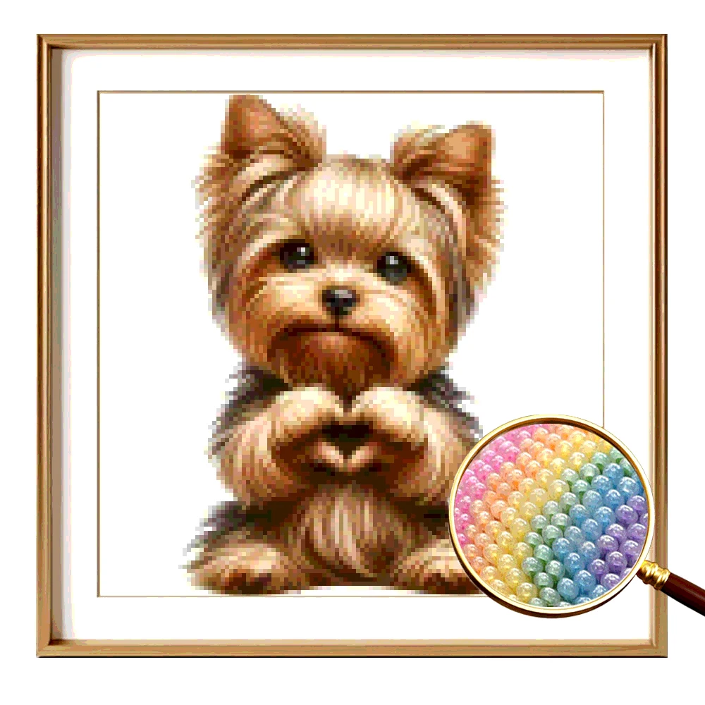 

Сцена собаки в форме сердца, набор для вышивания частичных бусин своими руками, набор для вышивания безрамных изделий, идеально подходящий для декора гостиной или спальни