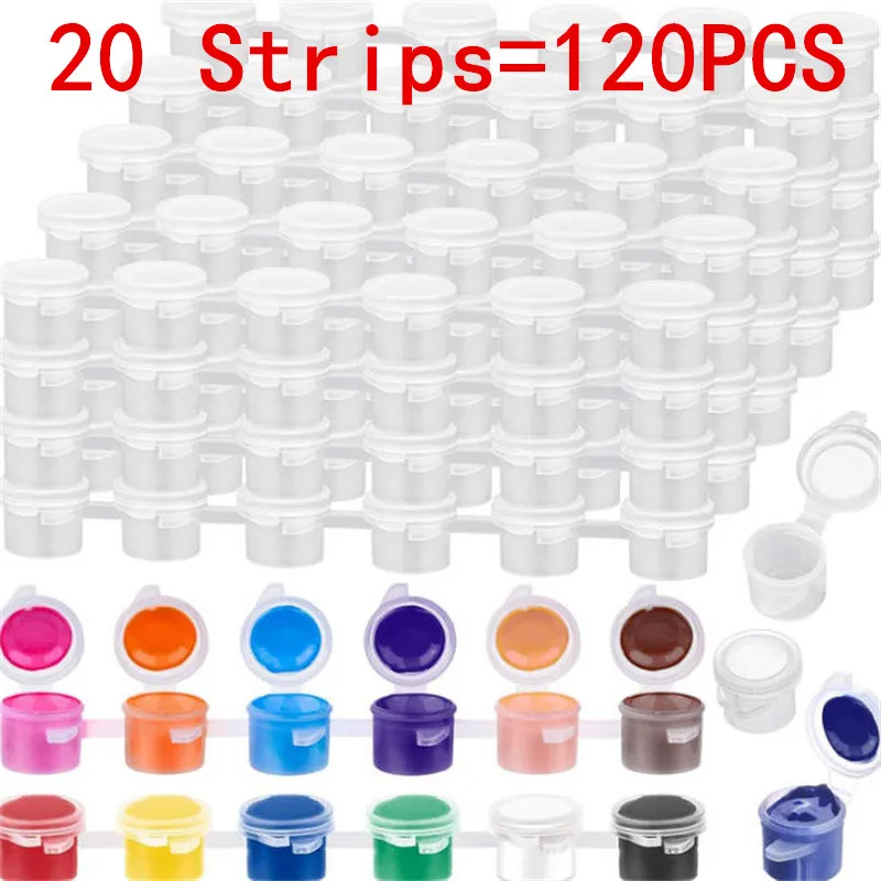 10/20 Strips 2ML 3ML 5ML Empty Paint Pots Clear Storage Containers Paint Box Paint Brush Arts Crafts Supplies for Paintings