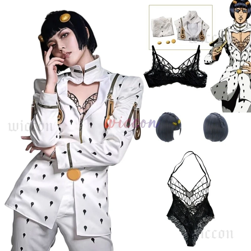 JOJO Bizarre Bruno Bucciarati Cosplay hommes vent doré Bruno Cosplay Costume haut et pantalon dentelle intérieure pour Costume d'halloween