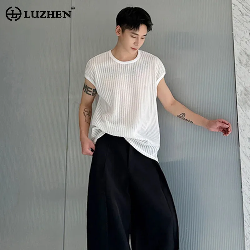 

LUZHEN Vests Translucent Sleeveless Design New Men's Stylish Fashion Handsome Plain Tank Tops Korean Reviews Many Clothes JY1831