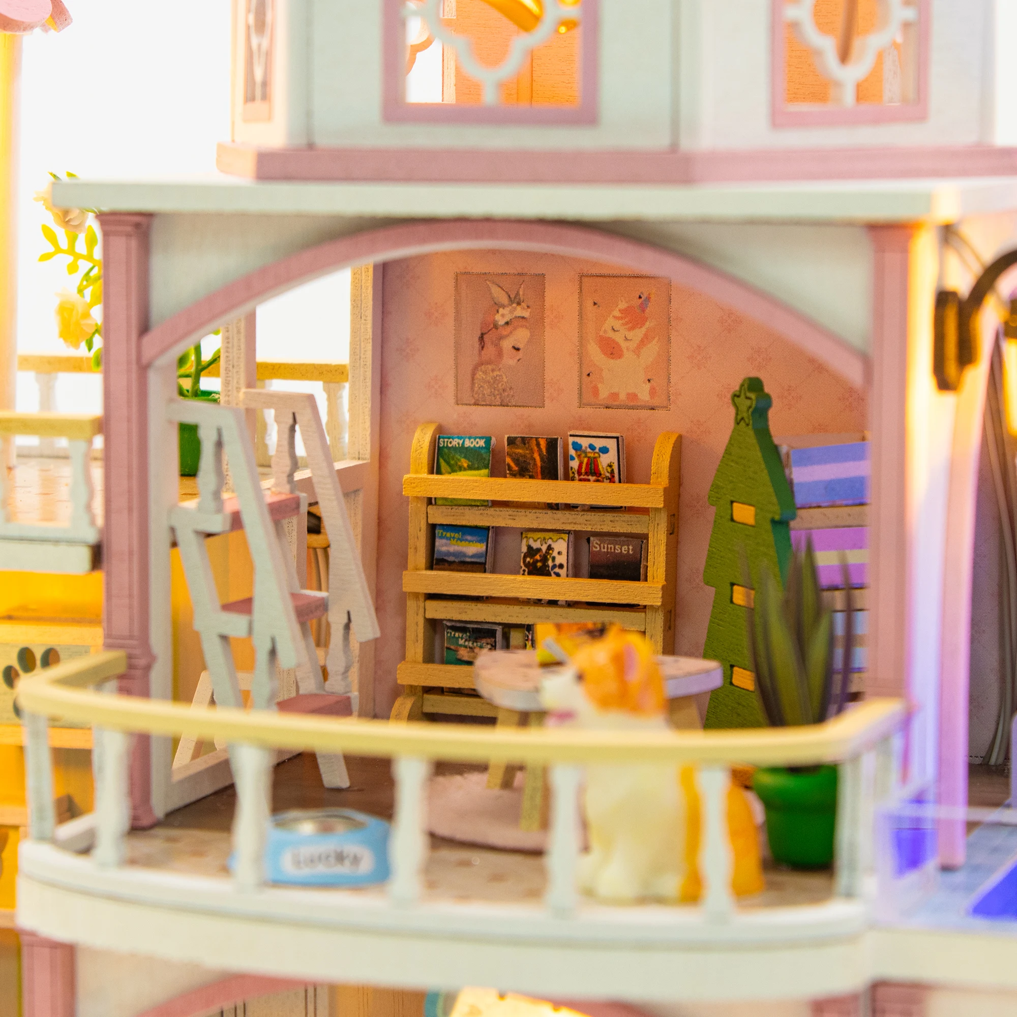 ชุดโมเดลไม้ DIY ใหม่ ปราสาทเจ้าหญิง วิลล่า ตัวต่อ 3 มิติ บ้านตุ๊กตา พร้อมเฟอร์นิเจอร์และไฟ สำหรับเป็นของขวัญวันเกิดให้เพื่อน