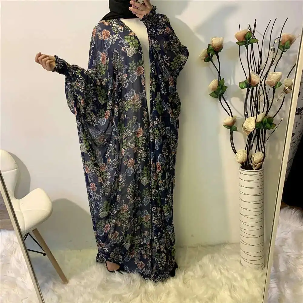 

Women's Summer Soft Chiffon Printed Muslim Islamic Robe Series 1689 Long Dress Robe Abaya Ramadan Dubai Luxury Islam Elegant