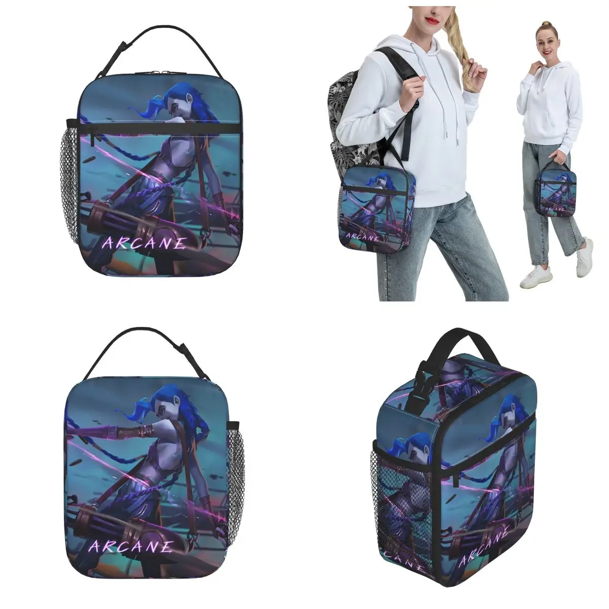 Arcane Jinx Game Merch Insulated Lunch Tote Bag For School Food Container Portable Cooler Thermal Lunch Box