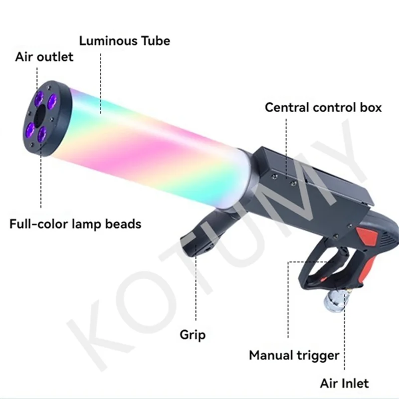 Pistol kolom udara karbon dioksida LED, alat peraga atmosfer genggam pistol es kering jarak semprot 8-10m