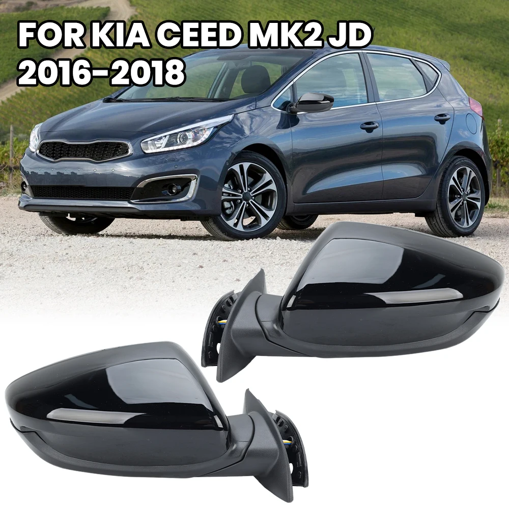 

5 Pins Rearview Wing Mirror Assembly For Kia CEED MK2 JD 2016-2018 Black 12 Hole Socket Heated Manual Folding Car Accessories