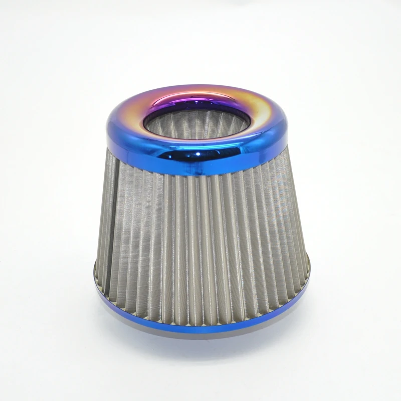 

Burning blue Universal Air filter 76MM 65mm Car Performance High Flow Stainless steel mesh Air Filters for Cold Air Intake