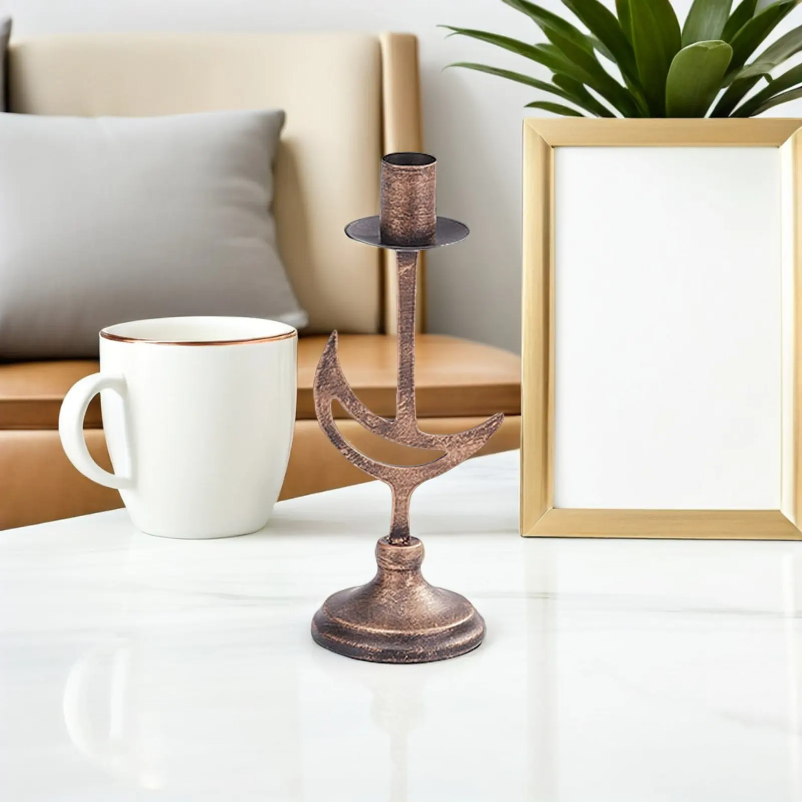 3Pcs Iron Taper Holder Set Vintage Artistic Sun Moon Star Motif Decorative Table Shelf Mantel Fireplace Rustic Decor view 5