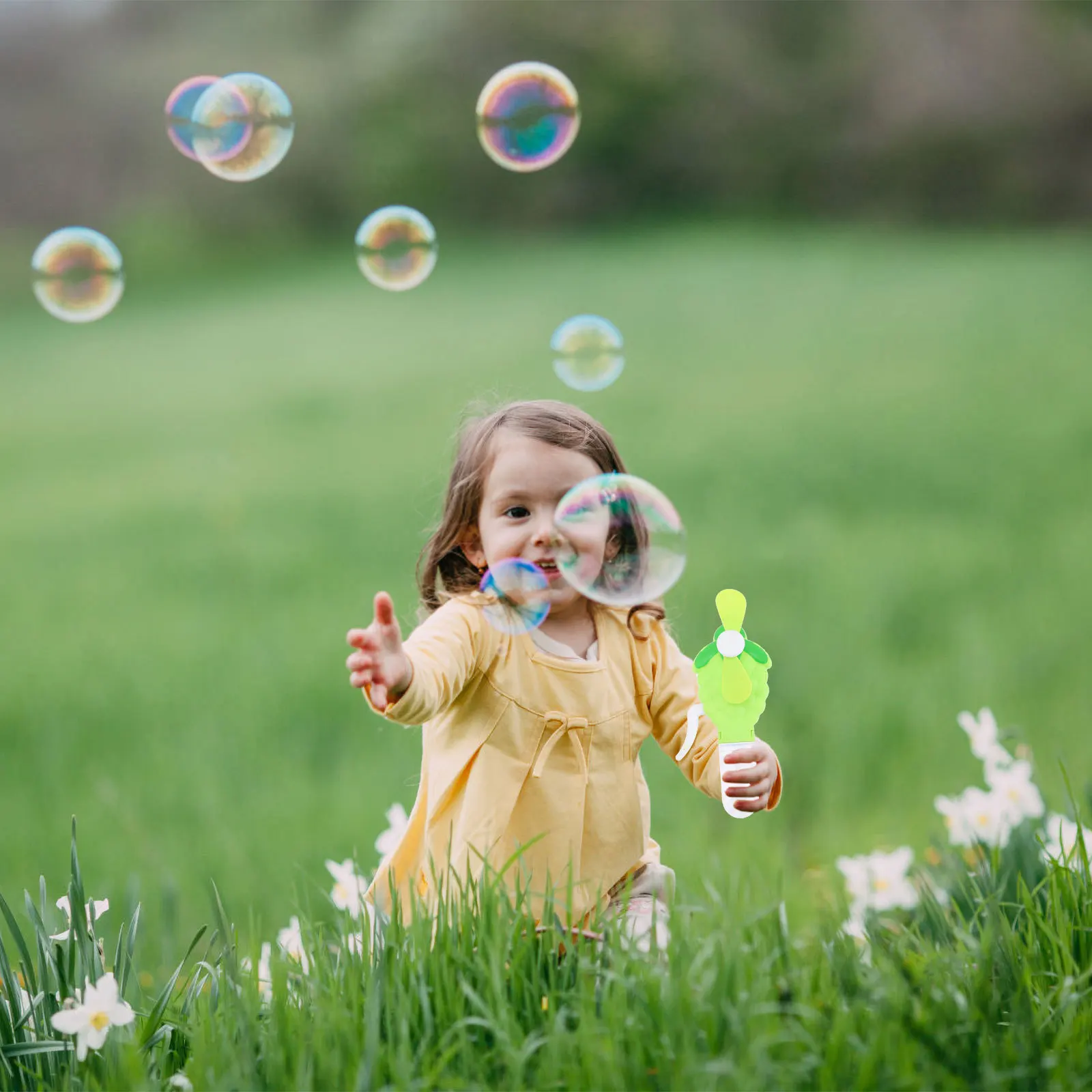 6Pcs Bubble Maker Manual Fans Kids Portable Cooling Fan Cartoon Style Lightweight Compact Outdoor Indoor Handheld