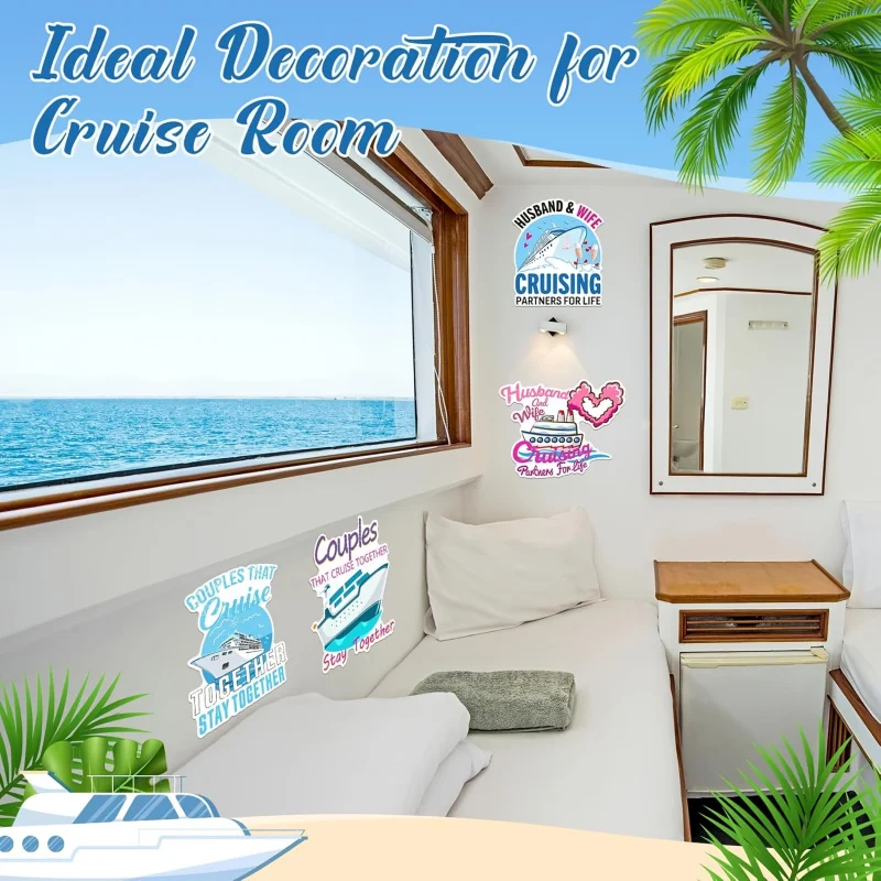 4 قطعة زينة باب الرحلة الكبيرة المغناطيسي الزوج والزوجة كروز باب المغناطيس ديكور مقاوم للماء سفينة سياحية مرساة الحياة