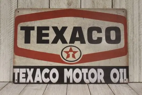 m1,Texaco Gas Stations Tin Metal Sign Motor Oil Vintage Rustic Look Garage Mechanic-Aluminum