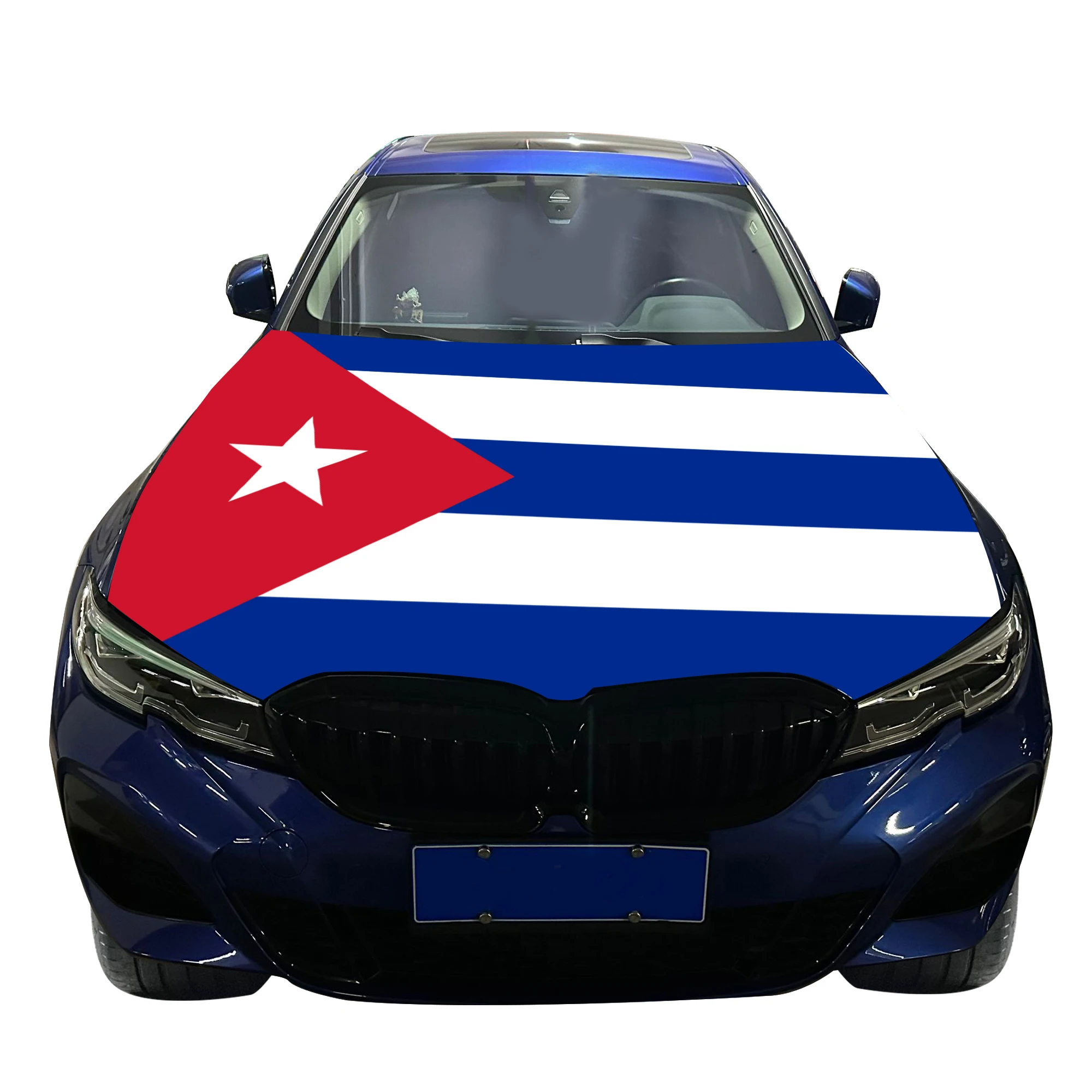 Cuba Car Hood Cover Flag  Universal Size Elastic Polyester 120x150cm for Car Decor