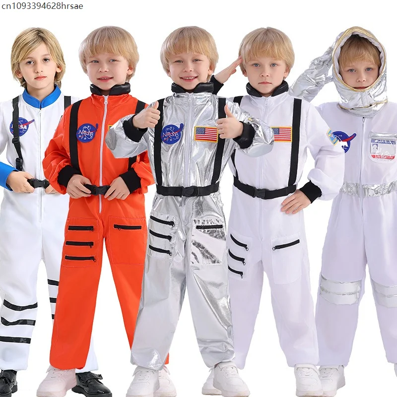 

Astronaut Costume Boys Girls Astronaut Silver Jumpsuit Space Themed Party Dress Up Spaceman Cosplay Space Suit Halloween Outfits