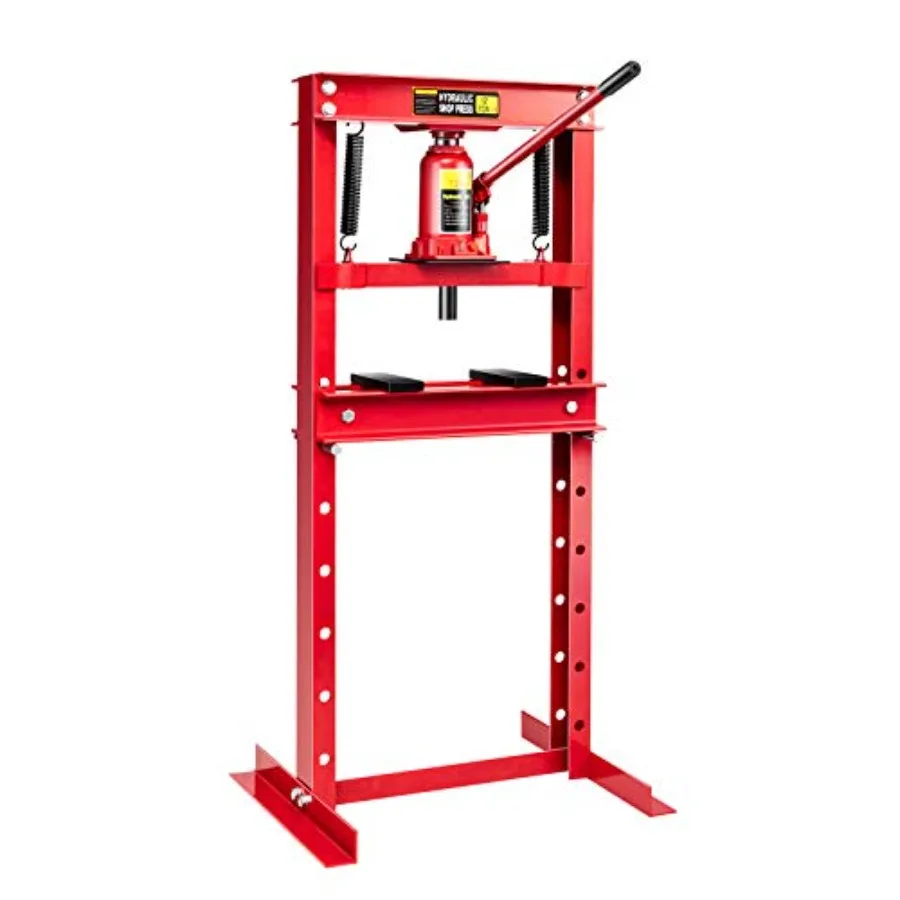 

12 Ton Hydraulic Shop Floor Press Steel H-Frame with Steel Plates Adjustable Working Table Floor Stand Jack for Gears and Beari