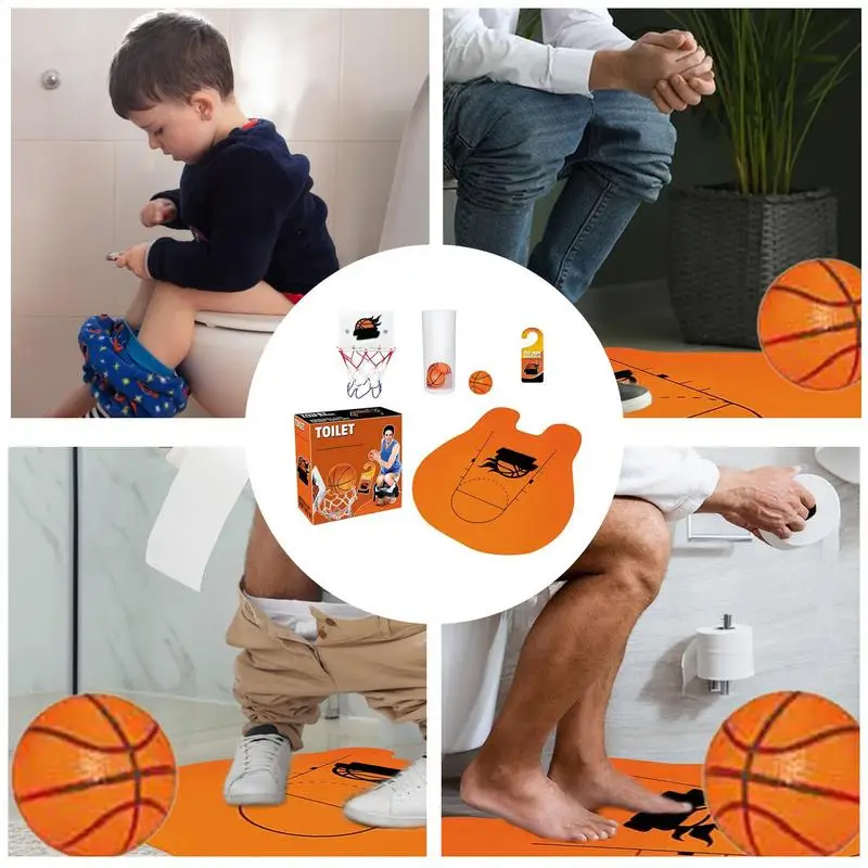 Bathroom Basketball Hoop Workplace Hoop Game Interactive Bathroom Sports Toy Indoor Basketball Hoop Fun For Kids And Adults