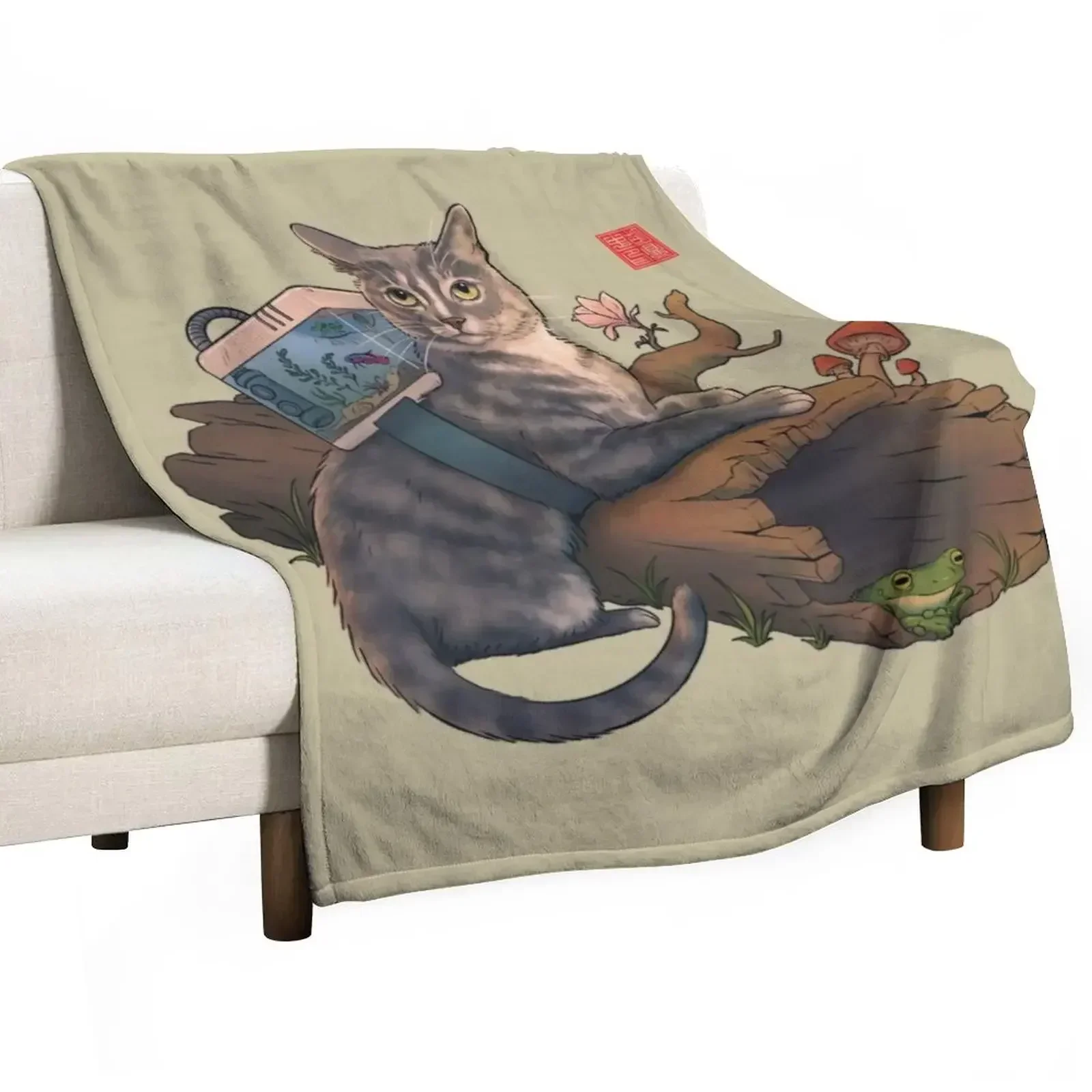 Cat and Betta Fish Nature Adventure Throw Blanket Personalized Gift For Home Christmas Women blanket Men Blankets