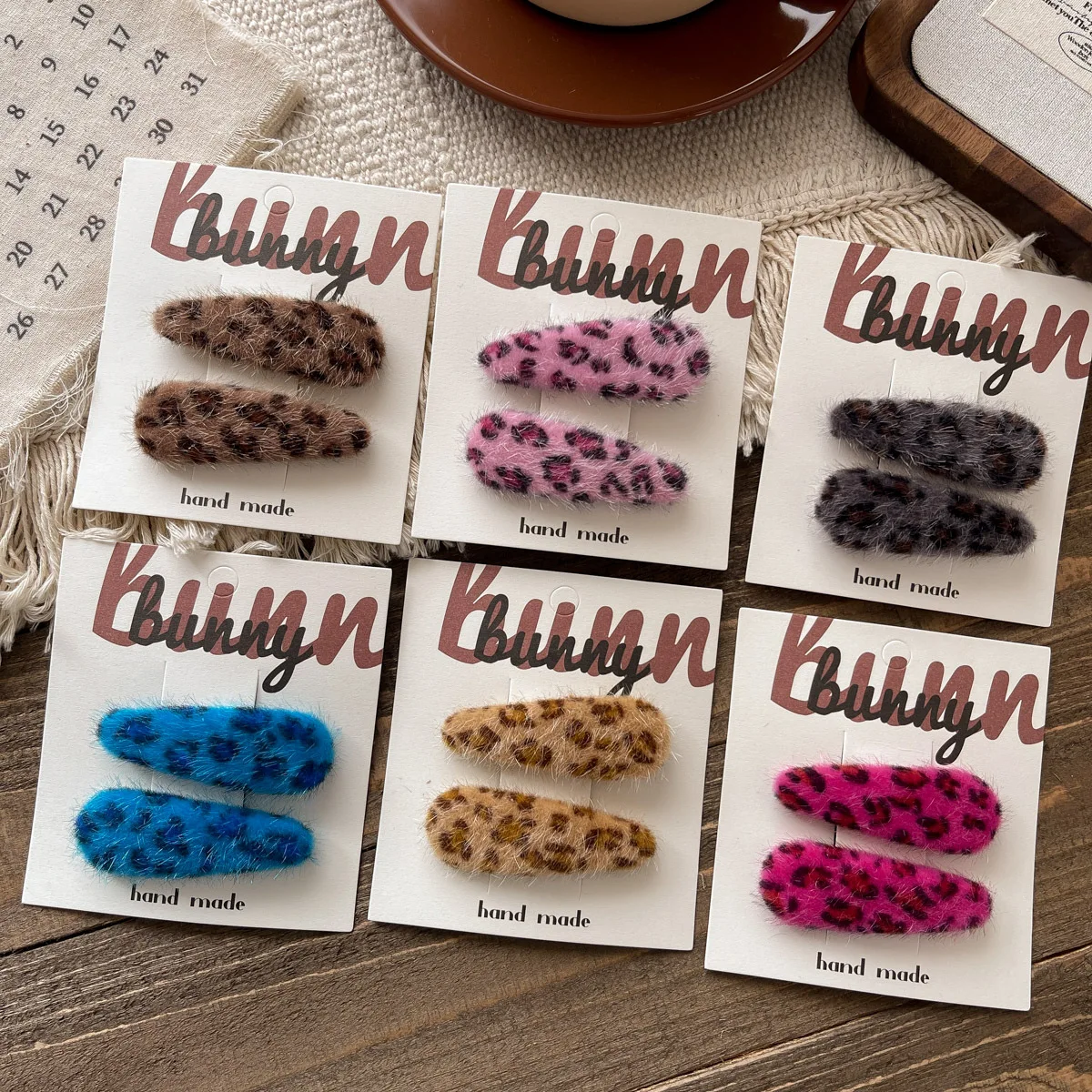 2pcs Sweet Cool Plush Leopard Print Children BB Clip Korean Cute Little Girls Broken Hair Bangs Hairpin Hair Styling Accessories