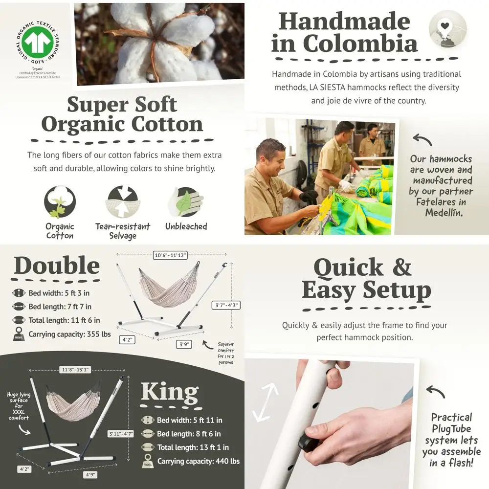 

Cotton King Size Hammock with Steel Stand, Zebra Pattern, Suitable for Indoor and Outdoor Use, Supports Up to 440 Lbs