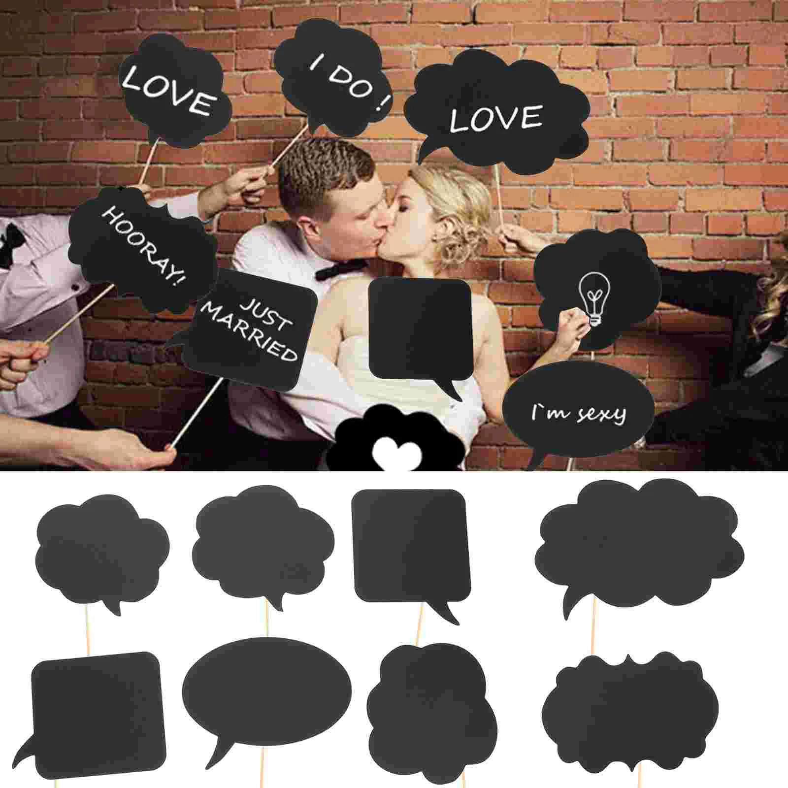 

20pcs Selfie Photo Props Paper Writing Chalkboards Message Signs DIY Party Props for Wedding Birthday Bridal Shower Engagement P