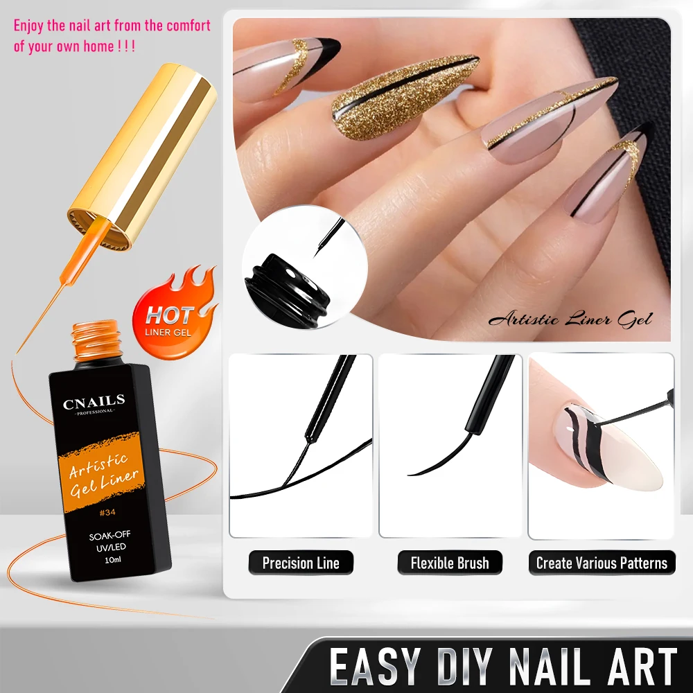 DEROI 10ml Painting Gel Liner for Hand Drawing on Nails Liner Gel Polish DIY Painting Drawing Design UV Nail Gel Polish Soak Off