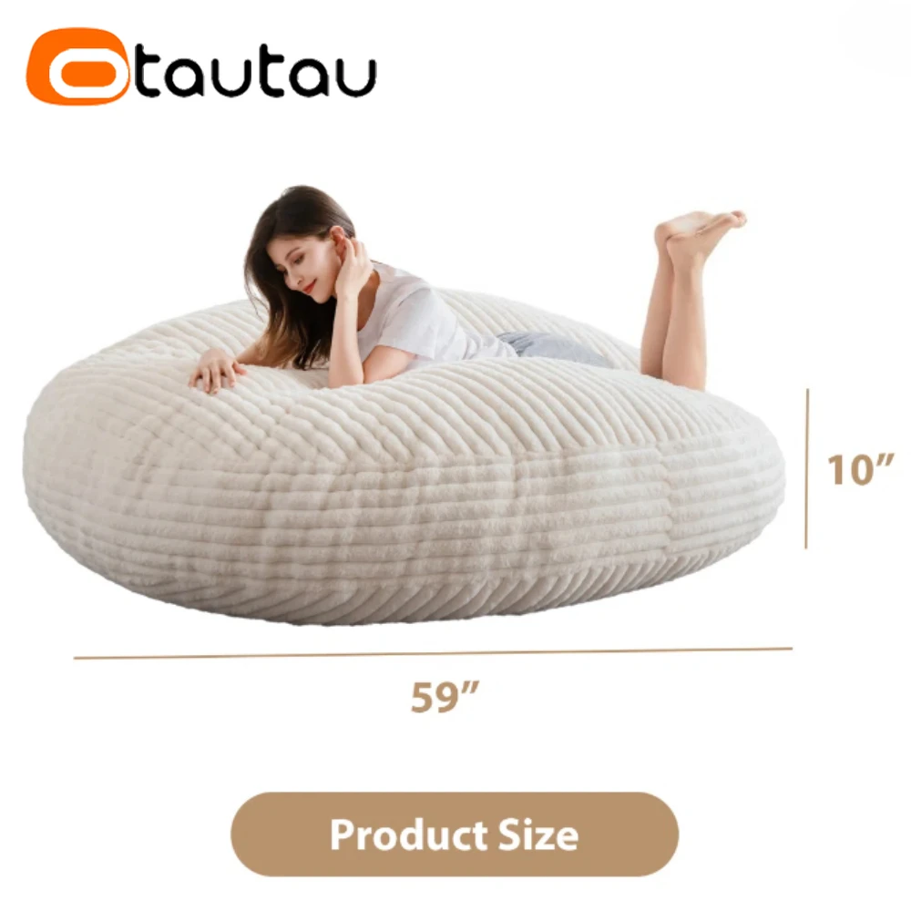 OTAUTAU 4/5ft Giant Faux Bunny Fur Bean Bag Pouf Cover Sofa Bed DD215【No Filler!You Need To Fill It By Yourself !】 view 3