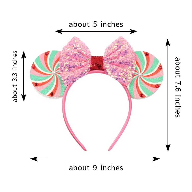 عيد ميلاد الفتيات عيد الميلاد ميكي ماوس الأذن Headbands للنساء حفلة إكسسوارات الشعر ميني ماوس الترتر الانحناء العصابات الشعر هدية طفل #4