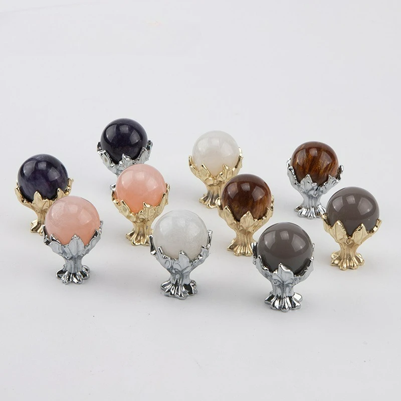 Light Luxury Crystal Handle Creative Single Hole Handle Simple Drawer Cabinet Door Round Small Handle Zinc Alloy Carved Flower