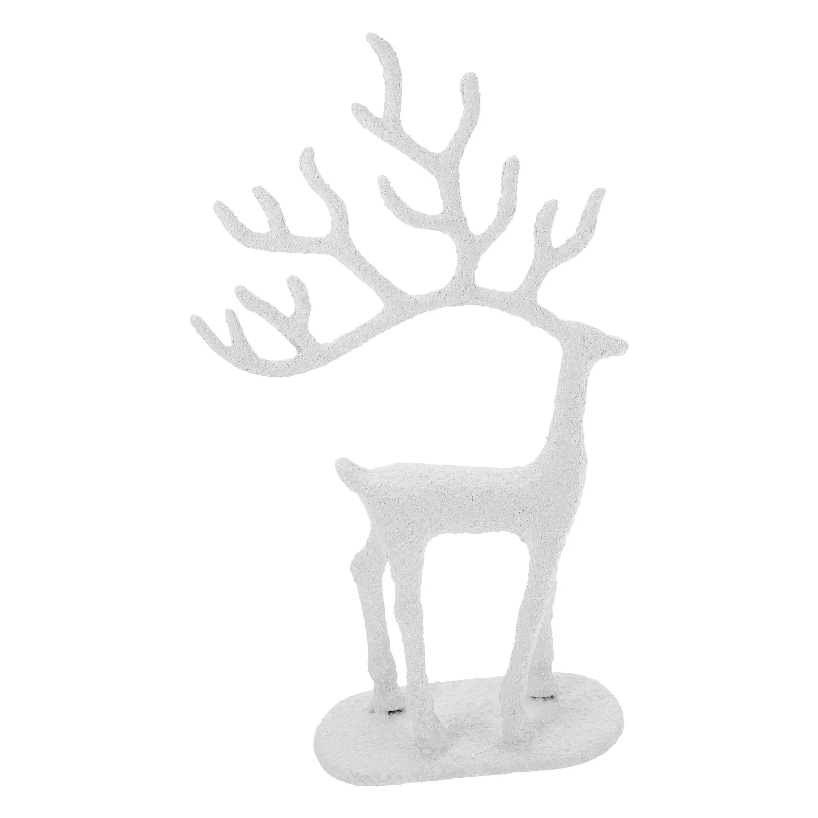 

Iron Reindeer Christmas Decorations Holiday Reindeer Figurines Small Standing Deer Sculpture Glitter Tabletop Home Office Decor