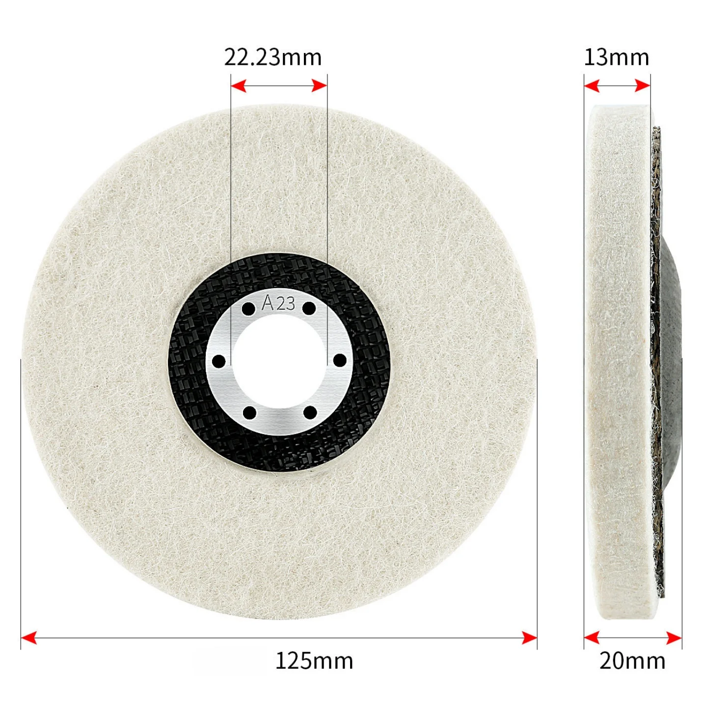 5 Zoll 125mm Woll-Polierscheibe Polierpads Winkelschleifer-Scheibe Filz-Polierscheibe für Metall, Marmor, Glas, Keramik, Metall – Detail 2