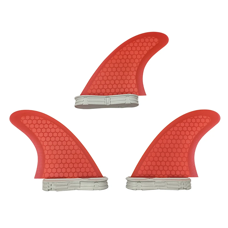 3pcs/set S/M/L Surfing Fins For UPSURF FCS 2 Fin Plugs Thruster Tri Fin Red/Blue Honeycomb Fiberglass Double Tabs2 Surfboard Fin