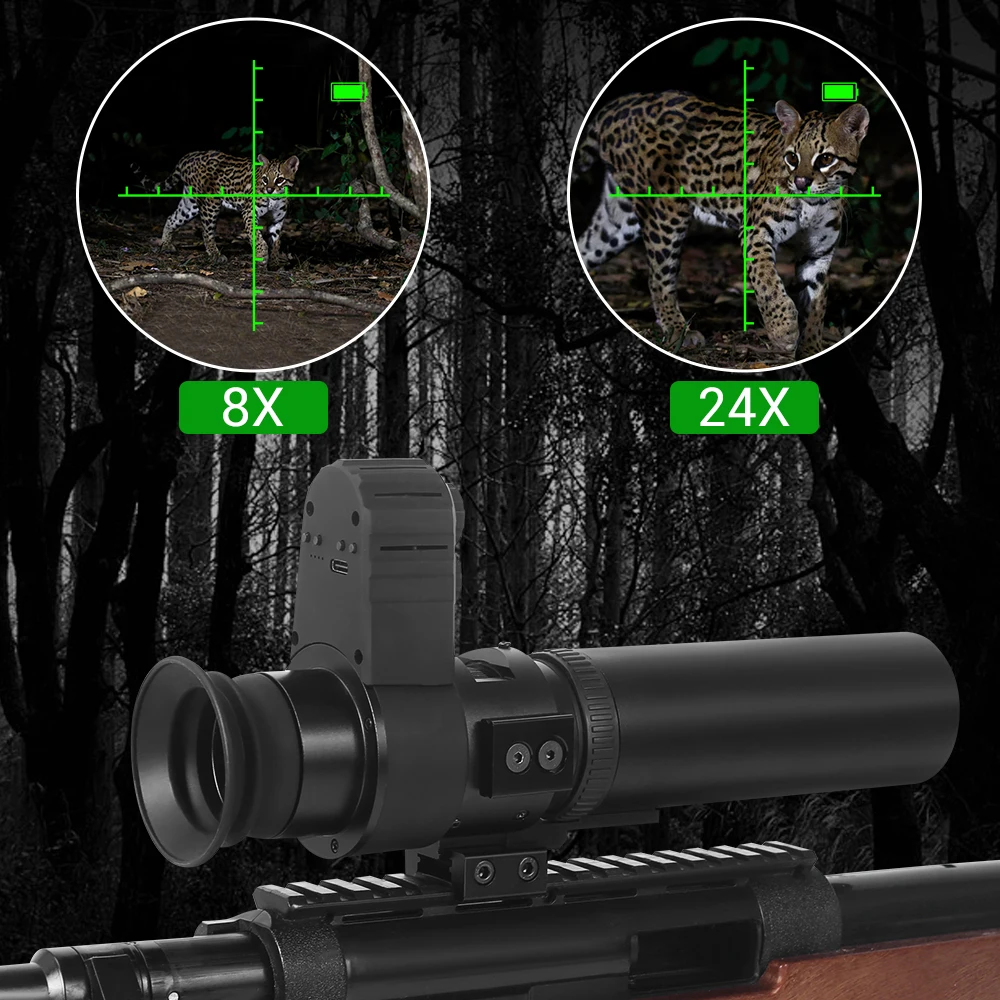 Cross Cursor Digital 8-24X Night Vision Monocular 850nm Infrared Scope 200-500m Night Vision Device for Outdoor Hunting