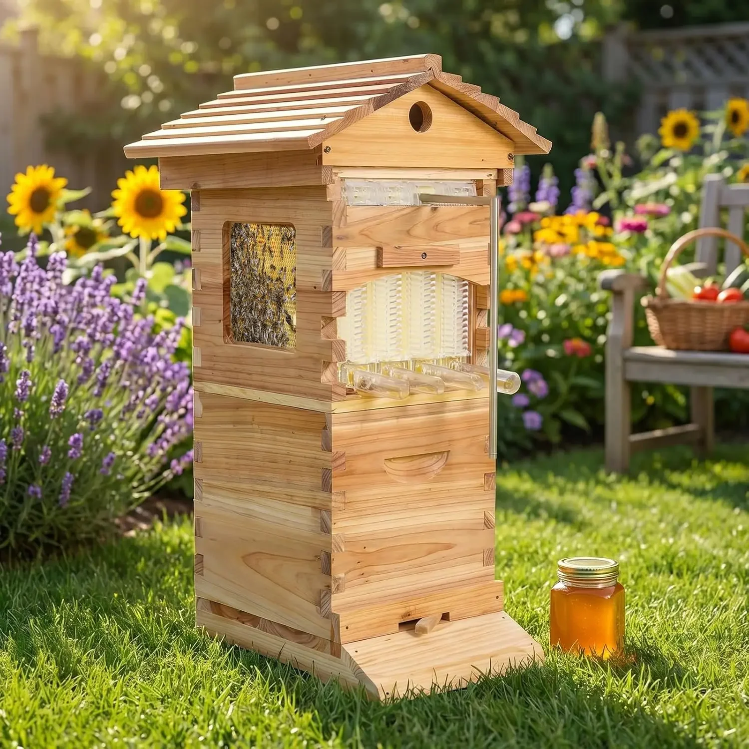Auto Harvest Honey Beehive Observation Chamber Starter Kit Supplies