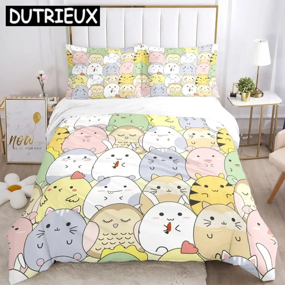 

Cartoon Animals Greek Key Meander Comfortable Duvet Quilt Cover Pillowcase Bedding Set Children Bedroom Decoration Home Textile