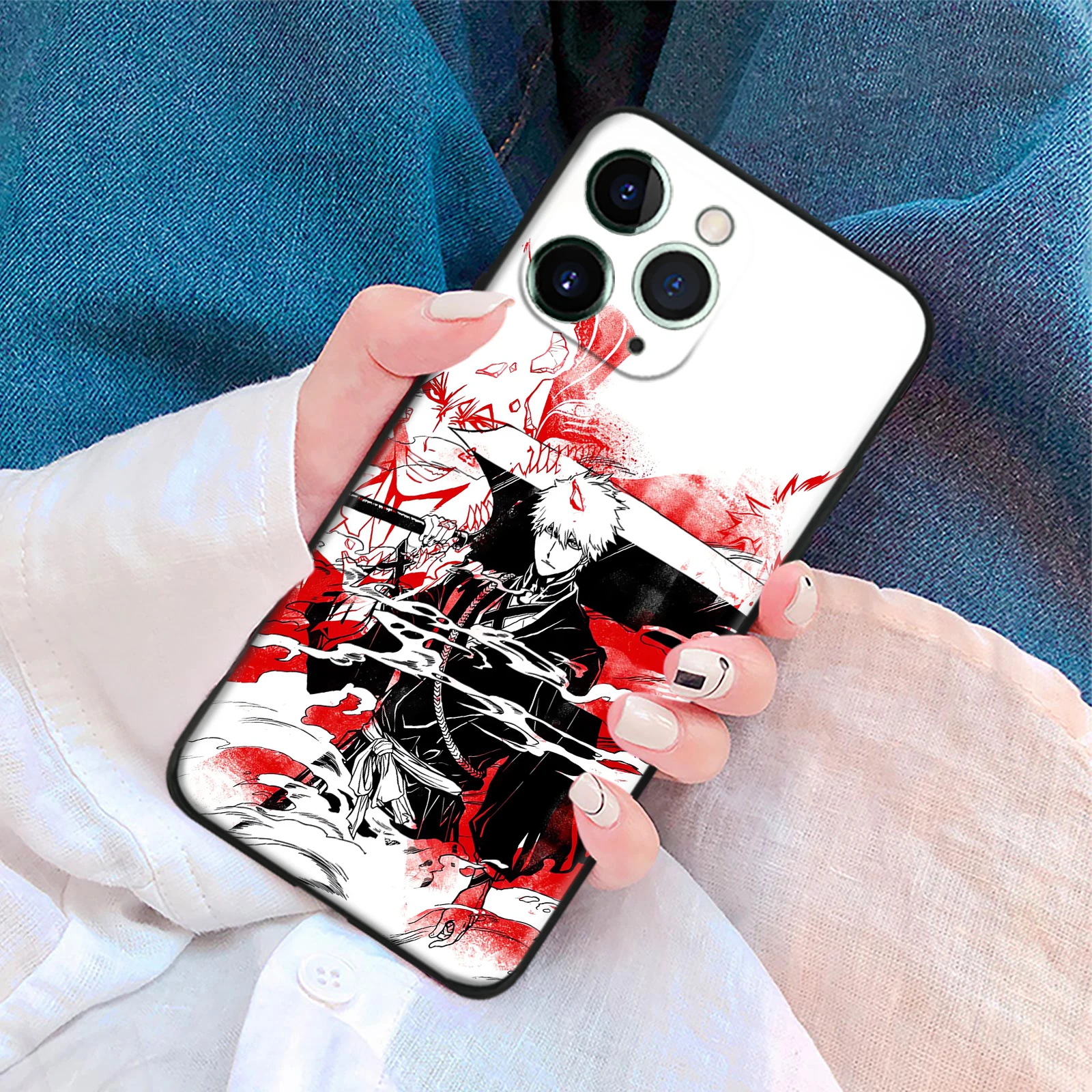 Ichigo Shockproof TPU Glass Manga Phone Protective Case for iPhone Xr Xs 12 13 Mini 11 14 15 Pro Max Se3 7 8 15 Plus