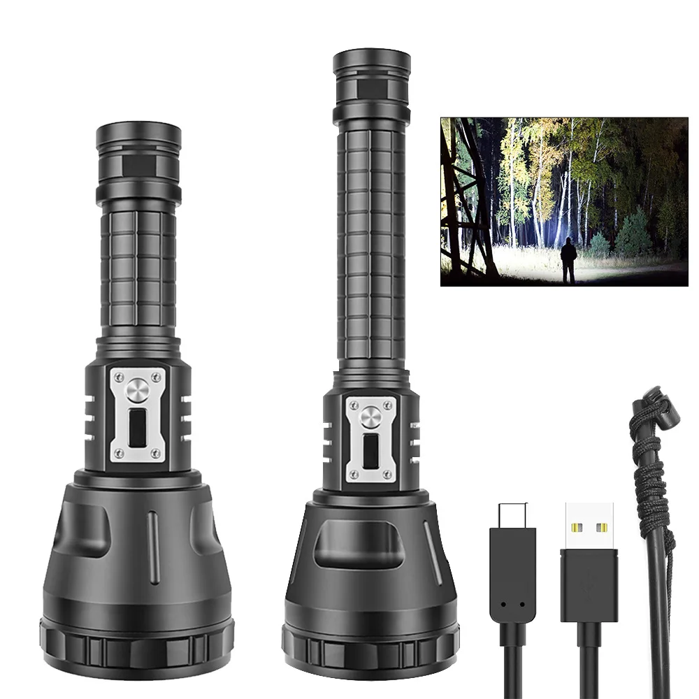 23 Year New High-power Flashlight with Display Screen, Super Large Light Cup, Fixed Focus Flashlight, USB Charging, Strong Light