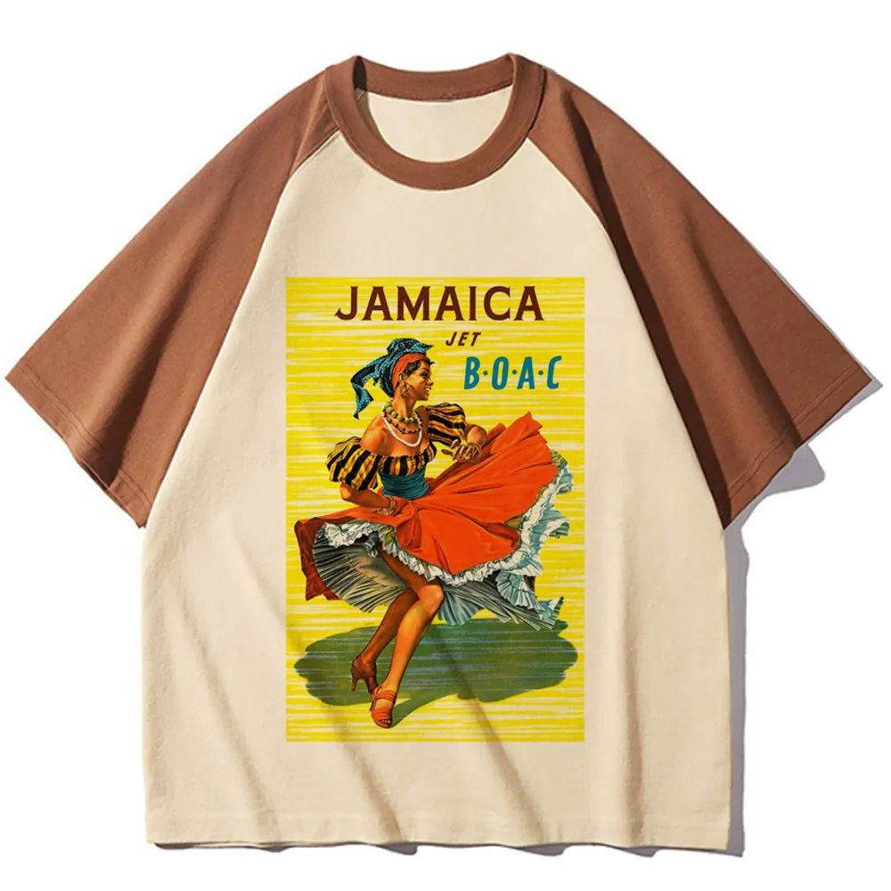 Jamaica t shirt women active wear anime summer top female funny Japanese y2k clothing