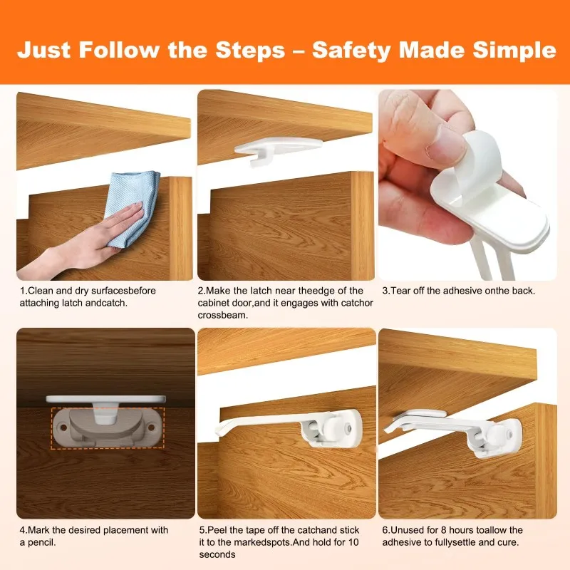 YSUN-For Baby Proofing-Child Safety Locks 20-Pack-No Drill White Invisible Drawer Locks