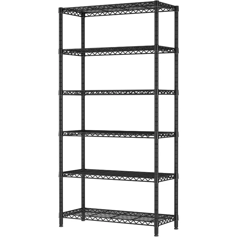6 Tingkat Rak Organizer Penyimpanan Rak Logam Unit Garasi Rak Dapur Rak Kamar Mandi Organizer 36 "Dx14 Wx72 H Hitam