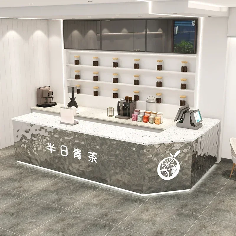 Cashier, clothing store, counter, beauty salon, milk tea shop, minimalist modern small shop, bar counter