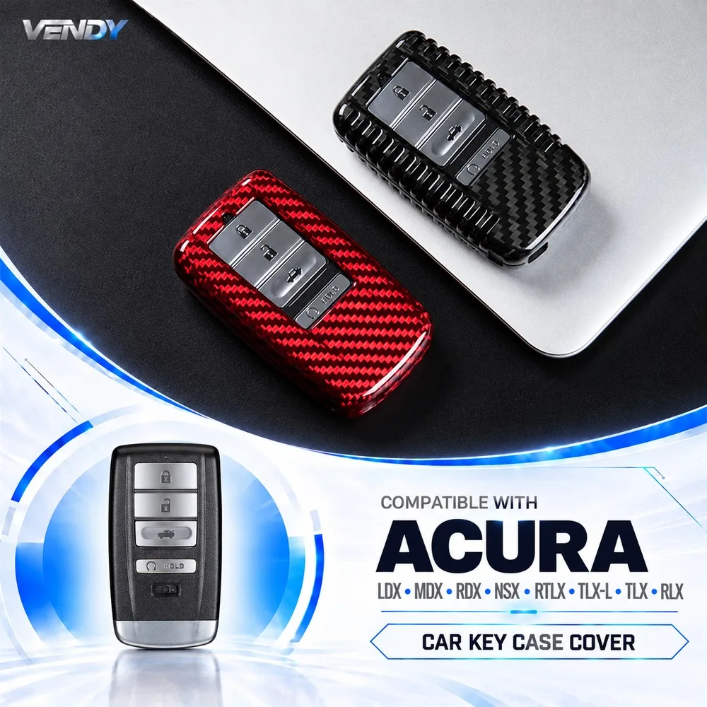Real Carbon Fiber Car Key Case Cover Protector Shell For Acura LDX MDX RDX NSX RTLX TLX-L TLX RLX Key Fob Interior Accessories