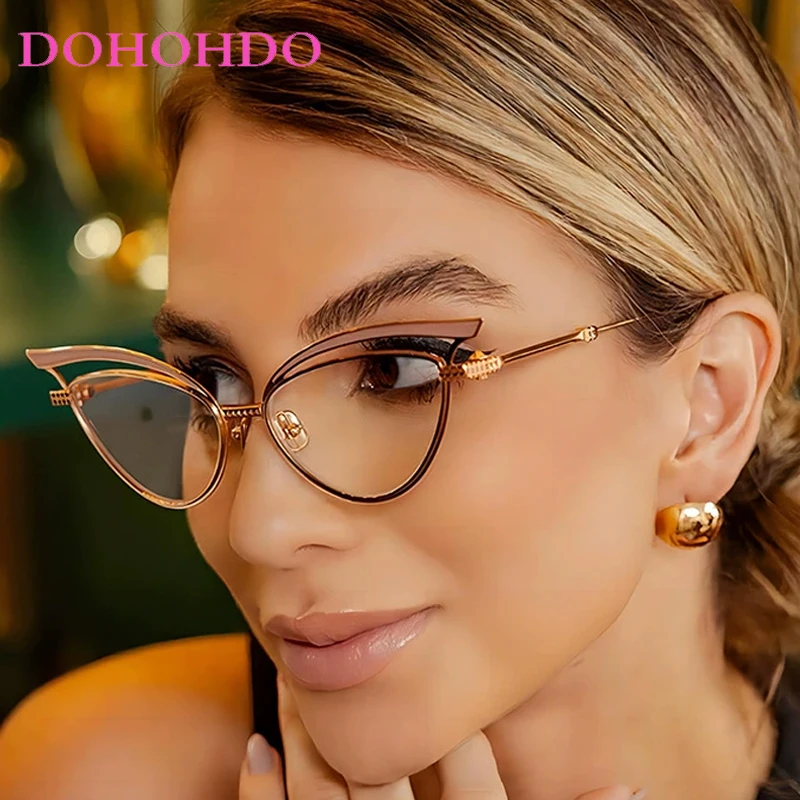 

DOHOHDO New Retro Hollow Out Sexy Cat Eye Sunglasses Women Trends Luxury Brand Designer Sun Glasses Men Y2k Shades Eyewear UV400