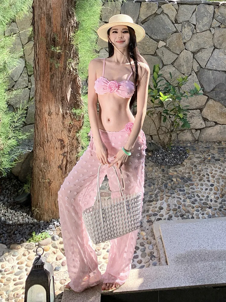 

Stunning Beach Vaion Bikini Set Women's Tee-piece Swimsuit Sexy High-ade Small Chest Perfect for Swimming And Fitn