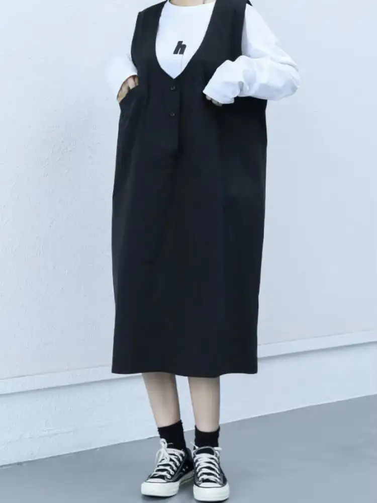

Ladies Sleeveless Dress Summer New Dark Wind V-Neck Fashion Trend Casual Loose Large Size Dress Slimming