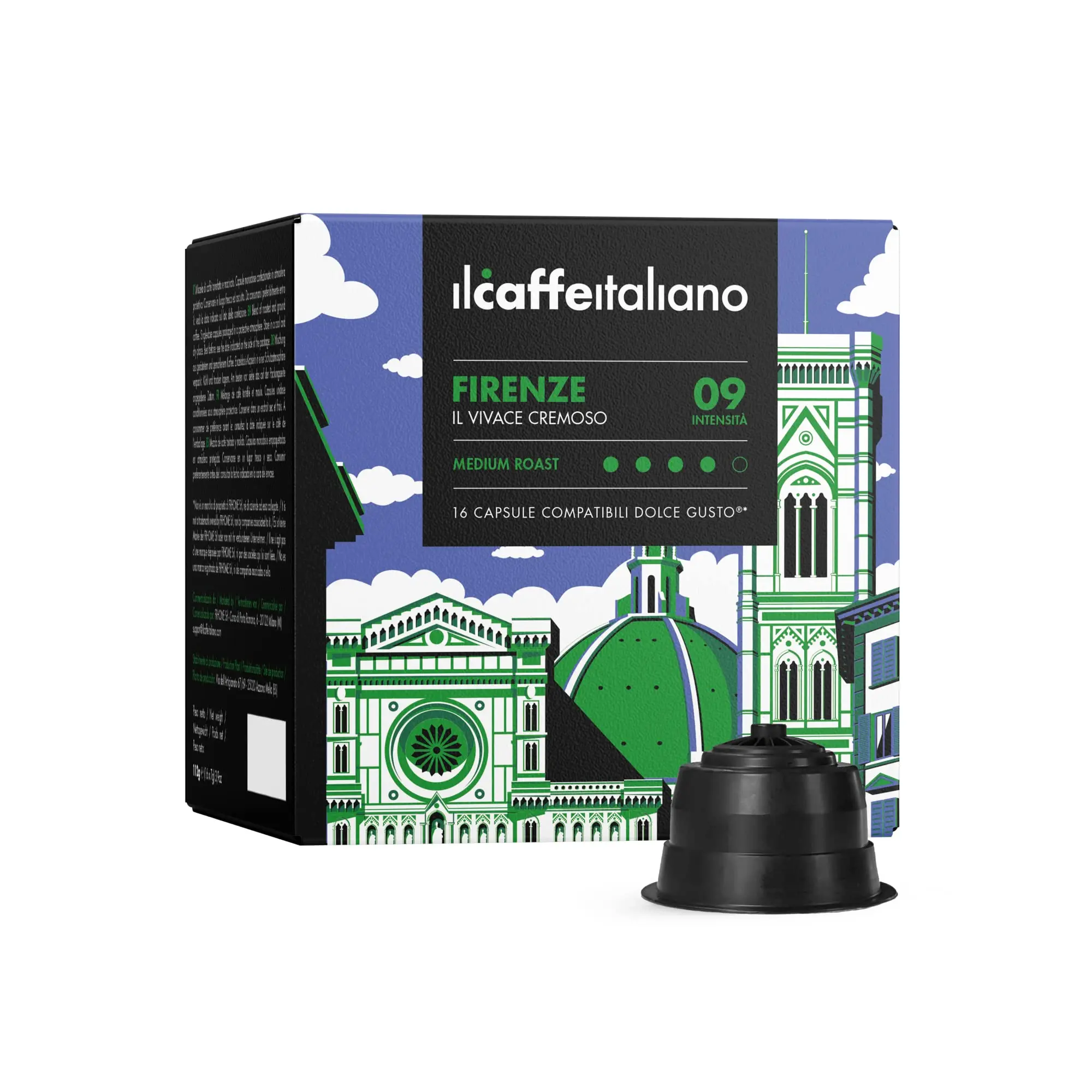 96 Capsules de Café Florence-Intensité 9-Café Italien-Capsules Compatibles Dolce Gusto ®