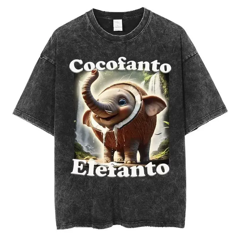 

2025 Hot New Trendy Brand Men's and Women's Couples Shirts Versatile Animation Crocodile Bomber Washed Short-sleeved T-shirt