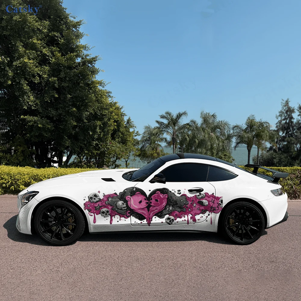 

Colorful Bear Skull Ink Car Vinyl Wraps Decal Self-adhesive PVC Sticker Suitable for Trucks SUV Decoration Auto Accessories Gift