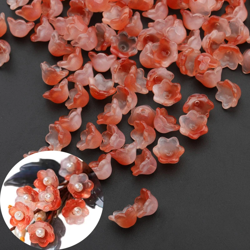 10pcs 12mm Gradient Bell Orchid Flower Crystal Glass Beads Caps for Jewelry Making DIY Hairpin Earrings Bracelet Accessories