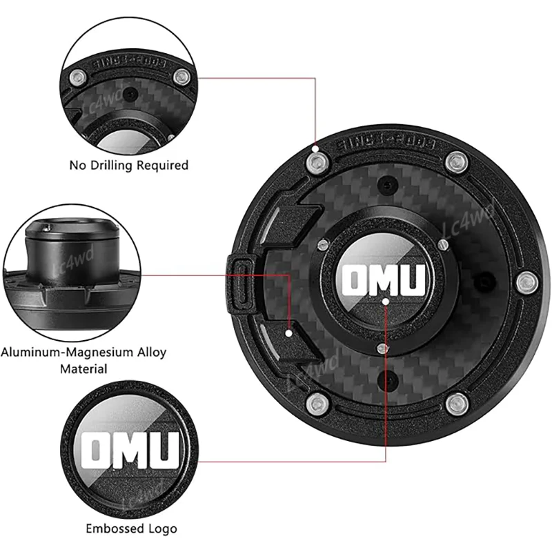 LC4WD 4x4 الملحقات الخارجية الألومنيوم وألياف الكربون الجافة OMU سلسلة هوائي قاعدة غطاء ل 2007-2025 جيب رانجلر JK JL JT #3