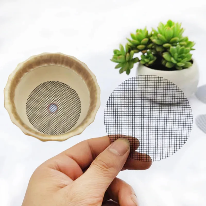 

50/100pcs Plant Pot Drainage Mesh Grid Pad Round Hole Screen | Soil Loss Prevention Covers For Bonsai Gardening Tool Accessories